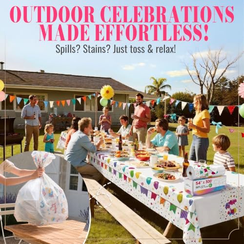Image of Birthday Party Table Cloth Disposable, 54In X 300Ft Table Cover Roll