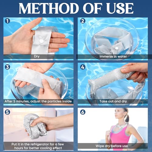 Image of Cozypower 6 Pcs Cooling Neck Wraps with Button Cooling Bandana Neck Cooler Scarf for Hot Weather Ice Neck Wrap Summer Outdoor