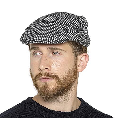 IUEG - Gorra plana de algodón y lino para hombre, diseño de pico solar, lavable, BLACKCHECK227, M-L Cover