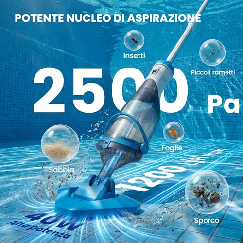 Outsunny Aspirapolvere Per Piscina Portatile Senza Fili, Aspiratore Per Piscina Con Spazzola, Leggero, Con Asta Regolabile 63-150 Cm Per Piccole Piscine, Spa, Laghetti - 3