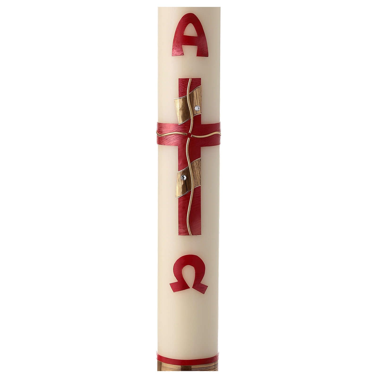 Easter Candle with red and Gold Cross 80x8 cm