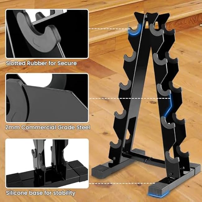 Dumbbell Weight Rack Stand Only - 260 LBS Weights Capacity, A-Frame Dumbbell Weight Rack Dumbbells Storage Racks for Dumbbells Weights Organizer Stand for Home Gym, Black