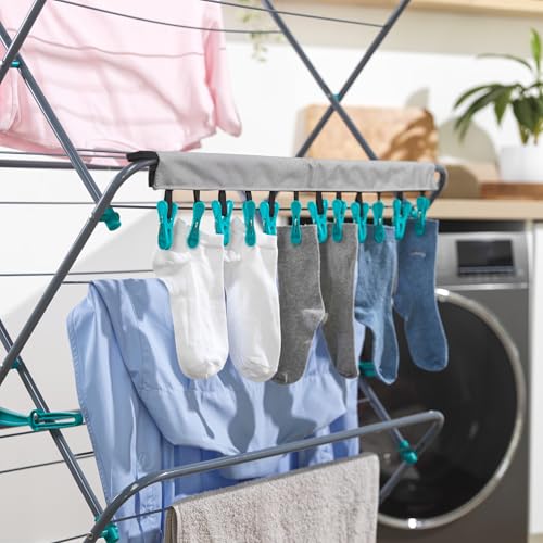 Beldray 12 Peg Hanger – Clip & Hang Sockenhalter für Wäscheleine und Trockner, Innen- und Außenbereich, 67 cm Länge, maximiert den Trockenraum, 12 Klammern inklusive, perfekt für Socken und Feines