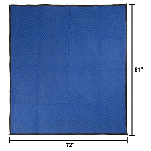 Image of Moving Blankets - Set of 12 Dual-Layer Padded Blankets - 80x73-Inch Oversized Quilts for Storage, Shipping, and Sound Deadening by Stalwart (Blue)