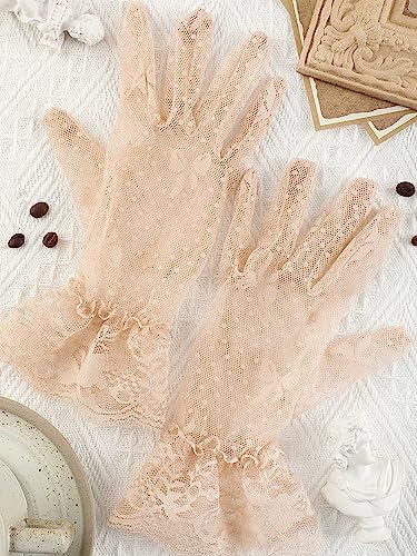 Satinior Women'S Lace Gloves Bow Floral Gloves Bridal Wedding Gloves For Tea Party Summer Prom Costume Accessories thumb #6