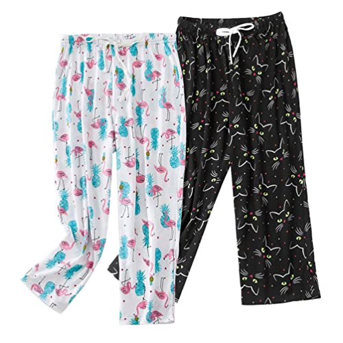 Image of ENJOYNIGHT Women's Capri Pajama Pants Lounge Causal Bottoms Print Sleep Pants
