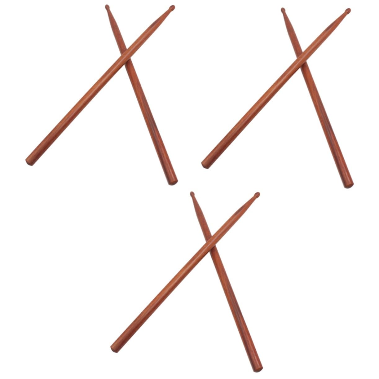SUPVOX 3pares Baquetas De Batería De Madera Punta Ovalada Acabado Natural Accesorios Para Percusión Para Jóvenes Músicos y Bandas