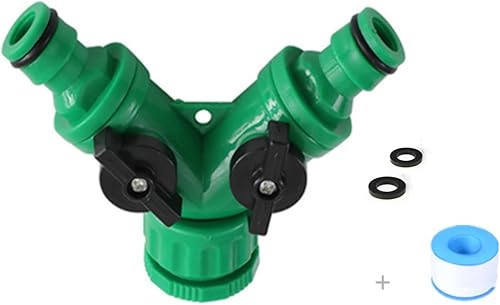 Conector de manguera de agua de 12 pulgadas y 34 pulgadas, divisor de 2 vías en forma de Y con 2 válvulas de cierre para jardín al aire libre,