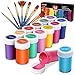 WOSTOO Pintura Acrílica,Pinturas Acrílicas de Colores 21 Set 14 x 20 ml Kit de Prima Pinturas Acrílicas,Equipado con 7 Pinceles,No tóxico Pintura Acrilica Manualidades para Lienzos,Papel,Roca,Madera