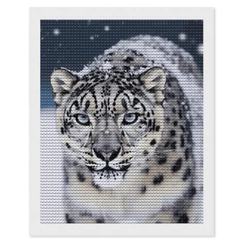 Peinture diamant léopard des neiges FZQVSGW 40x50 cm broderie diamants carrés