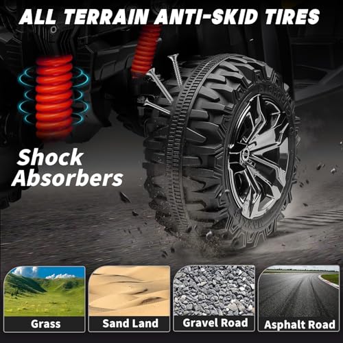 24V Kids ATV 4 Wheeler w/Remote Control, 9AH Battery Powered Electric Car w/ 3 Speeds, Shock Absorbers, Bluetooth, 2-Seater Quad for Kids Ages 3-8, Black - Image 7