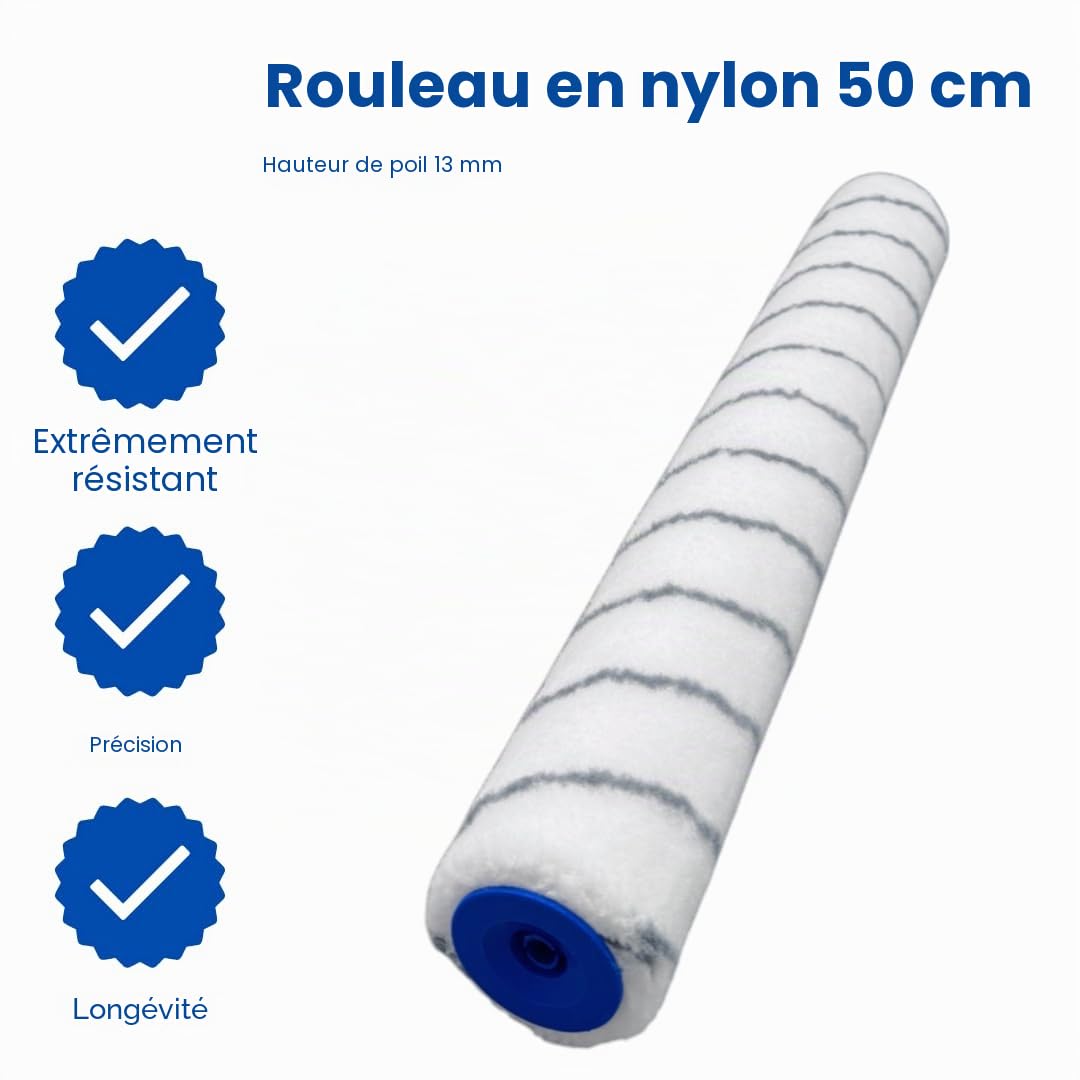 Rouleau de revêtement de sol de 50 cm, rouleau de sol, rouleau de sol – Rouleau de grande surface résistant aux solvants pour : peintures 2K, peinture époxy, peinture nitro, peinture
