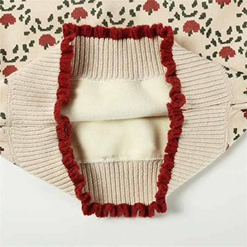 Toddler Baby Girls Print Sweater 𝗥uffle Long Sleeve Mock Neck Pullover Blouse Tops Winter Warm Sweatshirt3