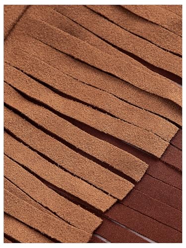 OYOANGLE Women's Plus Size Fringe Halter Top V Neck Beaded Cowgirl Western Suede Crop Top4