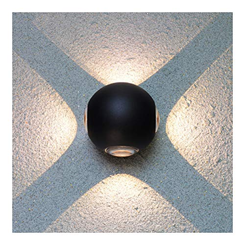 Applique murale, applique murale LED moderne intérieur lampe murale applique murale LED en aluminium imperméable à l'eau extérieure horizontale double paroi tête d'éclairage sphérique-black-1he