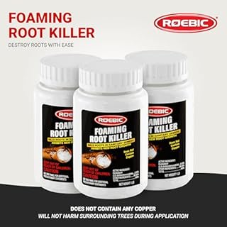Roebic FRK Foaming Tree Root Killer, Chemical Septic System, Drain Field and Sewer Line Pipe Clog Remover and Root Destroyer, Safe for Bathroom Toilet, White Granules, 1 lb (Pack of 3)