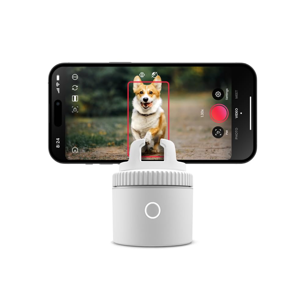 Pivo Equestrian Pod Automatische Pferde-, Gesichts- und Körperverfolgung, KI-gesteuerter 360° Handyhalterung, Pferde zum Reiter, Auto-Zoom, freihändige Foto- und Videoaufnahme Standalone (White)