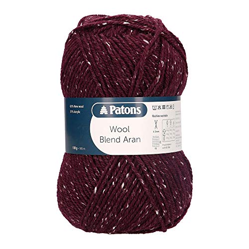 Patons Wool Blend Aran 030 Burgundy Tweed