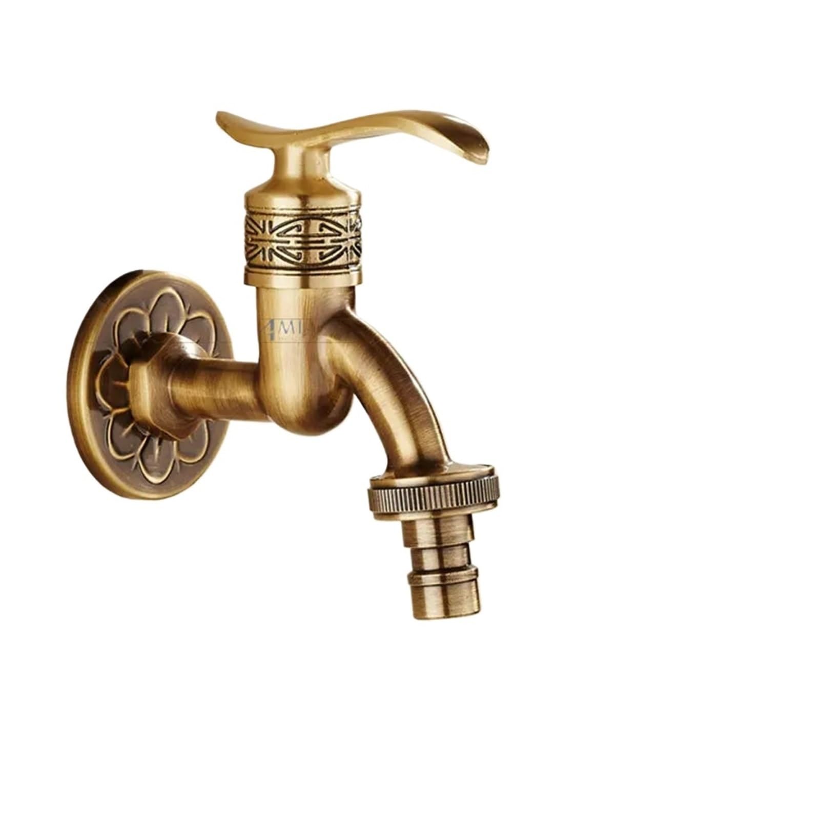 Outside Tap Brass Carved Tap Faucet Garden Bibcock Washing Machine Outdoor Single Cold(Style078)