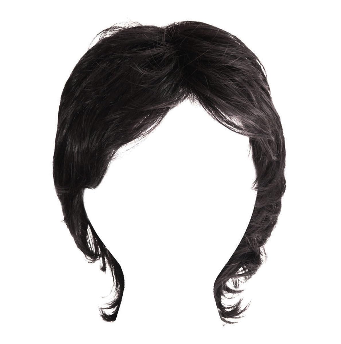 Hair u wear Hairdo Swept Back Short Cut Shag Wig With Textured Layered Waves, Average Cap - R2 Ebony