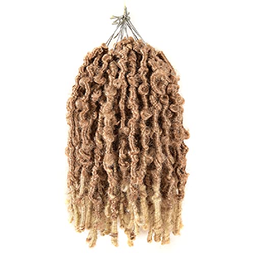 8 Packs Butterfly Locs Crochet Hair 12 Inch Pre Looped Distressed Crochet Butterfly Locs Hair Extension (T27/613)