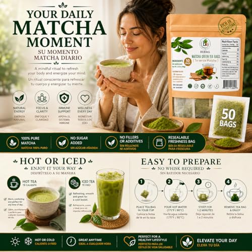 Té verde matcha 50 bolsitas 2 g cada una miniatura 4