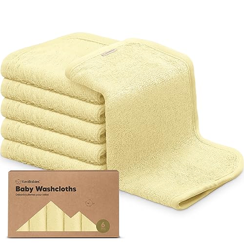 Image of 6-Pack Baby Washcloths - Soft Viscose Derived from Bamboo Washcloth, Baby Wash Cloths, Baby Wash Cloth for Newborn, Kids, Bath Baby Towels, Face Towel, Face Cloths for Washing Face(Sunshine)