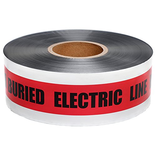 Presco Underground Detectable Warning Tape [5 mil thick]: 3 in. x 1000 ft. (Red with Black"CAUTION BURIED ELECTRIC LINE BELOW" printing)