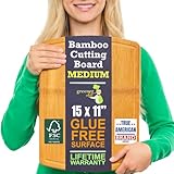 Bamboo Cutting Board – 15 Inch Wood Cutting Boards for Kitchen with Glue-Free Surface™ & Juice Groove – Non-Toxic, FSC-Certified, Durable Wooden Chopping Board