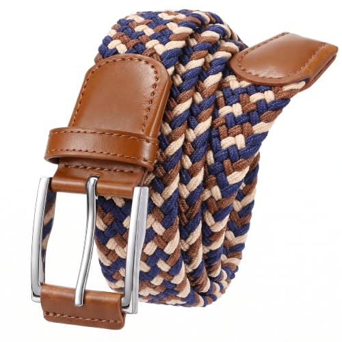 Image of XZQTIVE Braided Stretch Belt Mens Gift Elastic Woven Belt for Golf Casual Pants Shirts Jeans