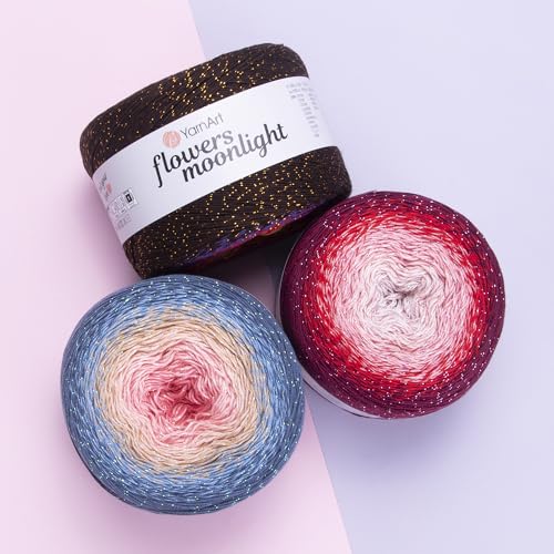 Hilo brillante multicolor YarnArt Flowers Moonlight con suave fibra de algodón para tejer chales 4