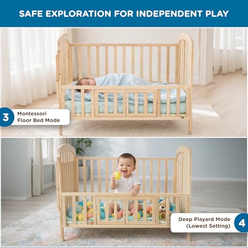 Image of Mee Mee.Dream Grow Baby Cot 15-in-1 Convertible Cradle Cum Cot | Solid New Zealand Pinewood | Bedside Co-Sleeper | 6-Level Height | Rocking Cradle |Toddler Bed |Kids Study Table | BIS & EN Certified