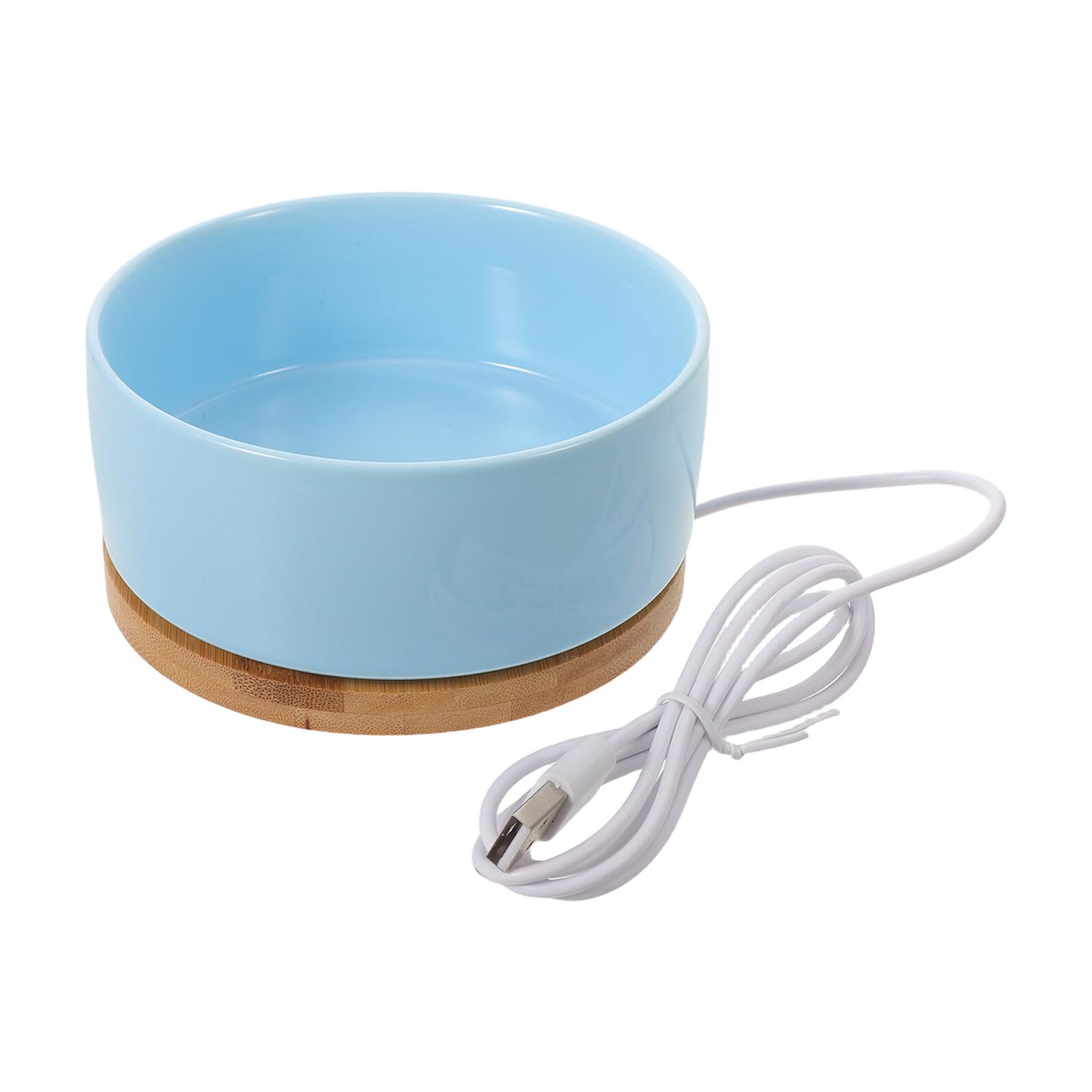 Gamelle chauffante chat en céramique WOONEKY 350ml bol eau USB bleu