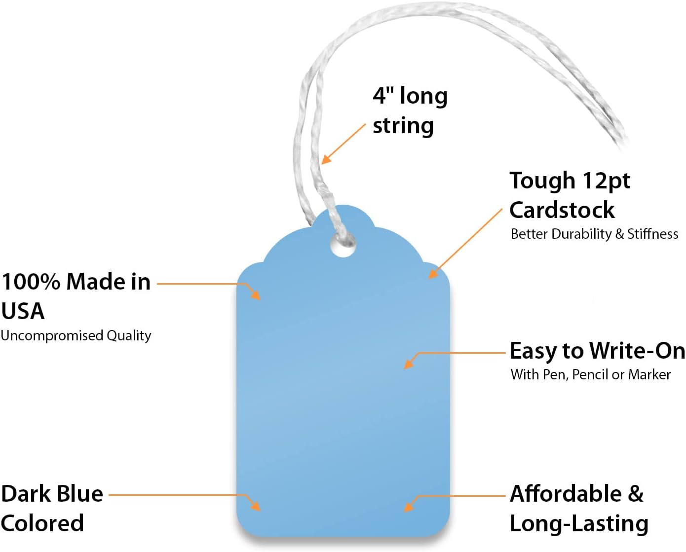 SmartSign Blue Marking Tags with Pre-Strung Loop Strings - Pack of 1000 Blank Tags, Size-5, 12pt Thick Blank Price Tags, 1.75" x 1.125" Jewelry Merchandise Tags : Office Products