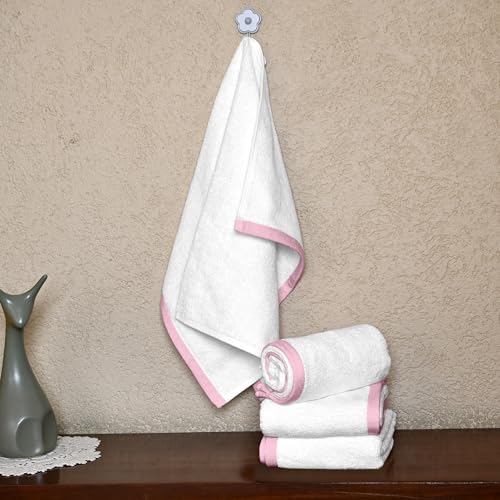Image of Divine Casa Premium 500 GSM Cotton Hand Towel Set of 4 (60x40 cm) | White Hand Towels | Ultra Soft Absorbent Bathroom Towels