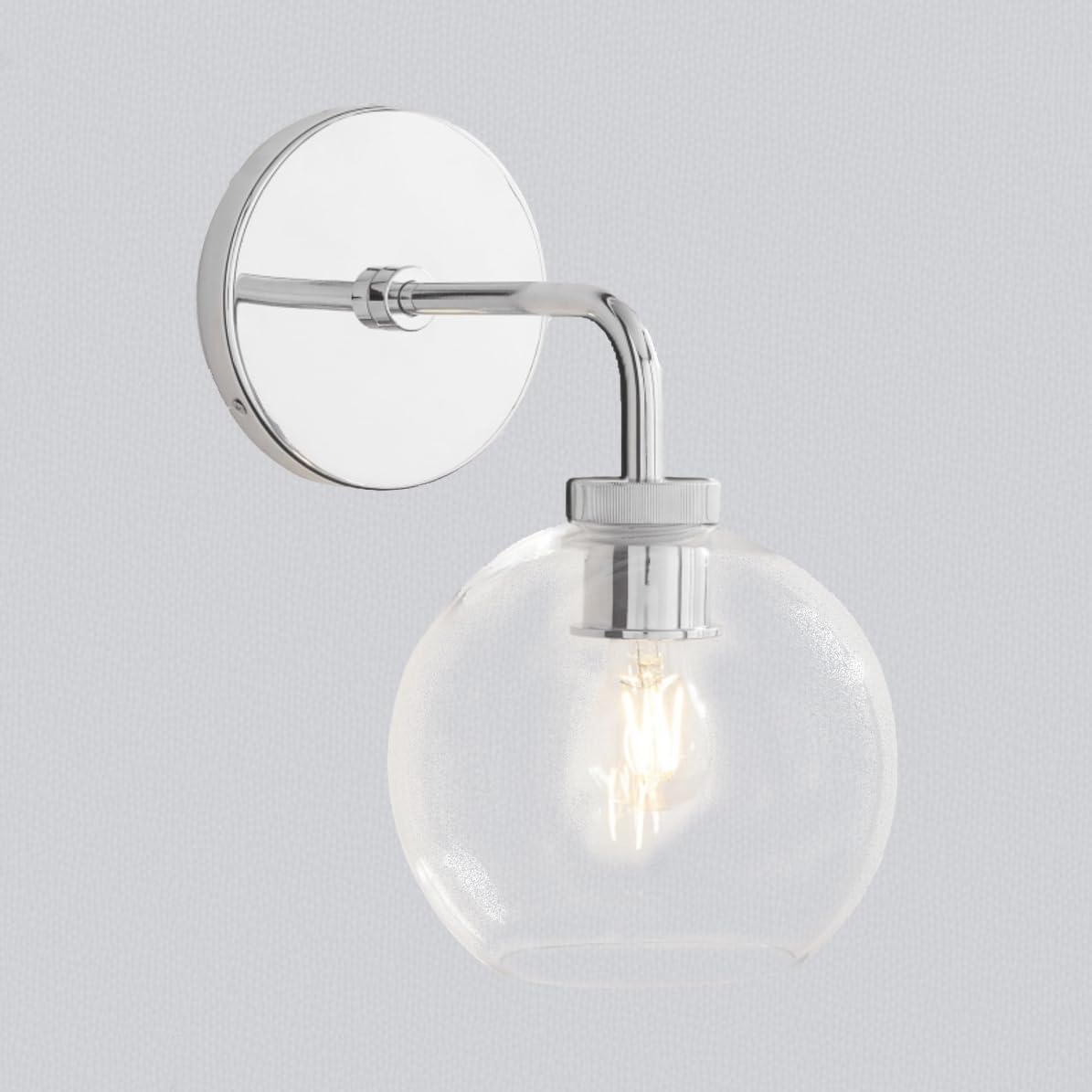 Blown Glass Steel Frame Antique Bronze Chrome Matte Black Single Sconce