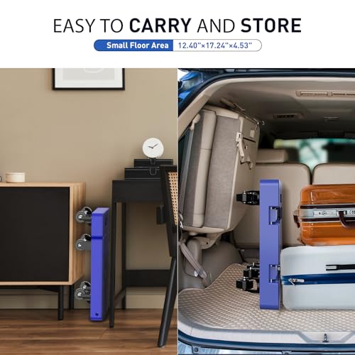 SPACEKEEPER Folding Hand Truck, 500 LB Capacity Luggage Cart, Portable Folding Dolly with 6 Wheels and 2 Elastic Ropes for Luggage, Personal, Travel, Auto, Moving and Office Use, Blue