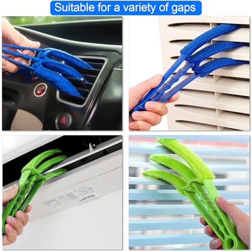 Image of 2 Pack Window Blind Cleaner Duster Brush with 6 Microfiber Sleeves, Blind Cleaner Tools for Window Shutters Blind, Air Conditioner, Jalousie Dust, Car Air Outlet, Fans