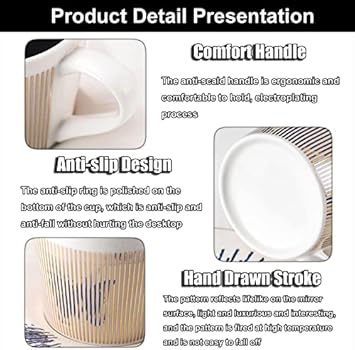 RUNLAIKEJI Tasse Et Soucoupe Réfléchissant Miroir, Tasse à Café Miroir De 236,8 G, Tasses Illusion, Tasse Anamorphique Et Soucoupe, Tasse à Café à Reflet Mobile, Tasse à Café En Céramique