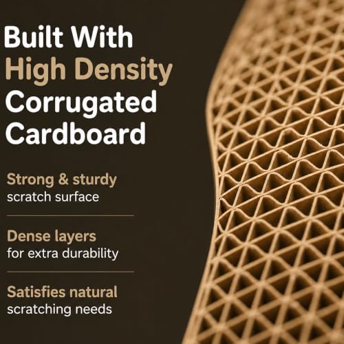 Image of PETS EMPIRE Cat Scratch Pad Cardboard cat scratchers for Indoor Cats Reversible Large Wide Corrugated with Catnip