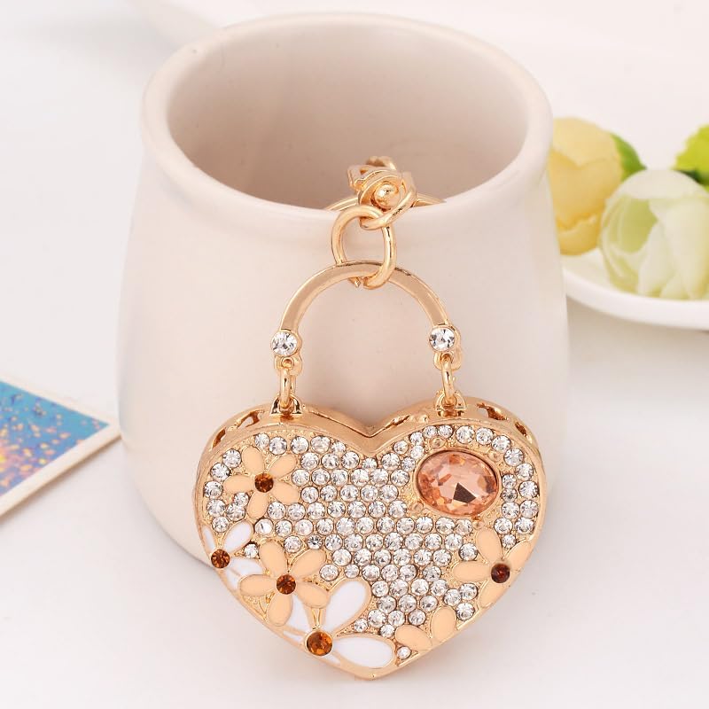 Car Keychain for Women with Rhinestone Heart Shape Handbag Pendant Bling Girl Cute Keyring Gift for Christmas Birthday Anniv. - Image 6