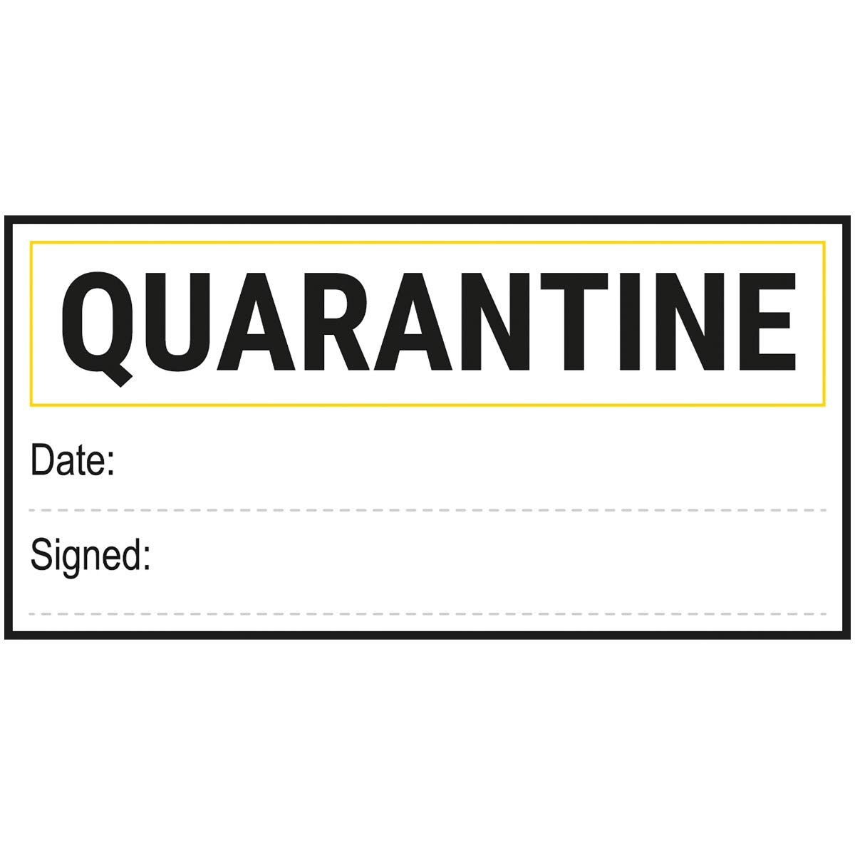 V Safety Quarantine - Paper - Write On Yellow Sticker - 102x51mm (Roll of 250)