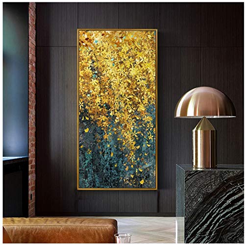 Affiche de peinture sur toile moderne et impression pour salon maison décorative grand Art peinture murale feuille d'or Restaurant photo Cover