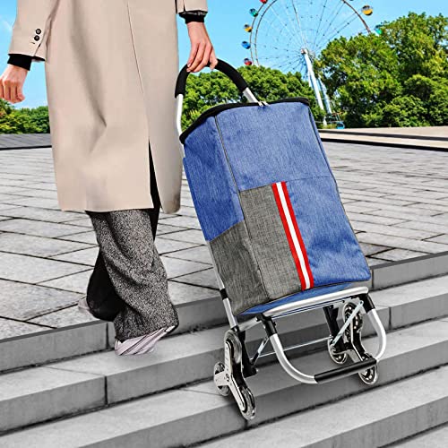 Zusammenklappbarer Einkaufswagen mit Frischhalteschicht, Lebensmittelwagen mit 6 Rädern, Treppenwagen für Einkaufen… – Bild 7