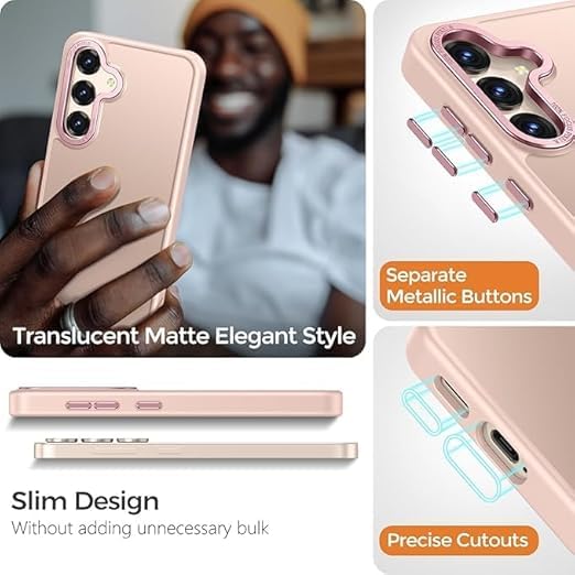 Image of DIZORO Polycarbonate Matte Case for Samsung A35 5G Translucent Frosted Hard Back Phone Case Anti-Fingerprint Anti-Slip Shockproof Protective Case Cover for Samsung A35 5G Pink