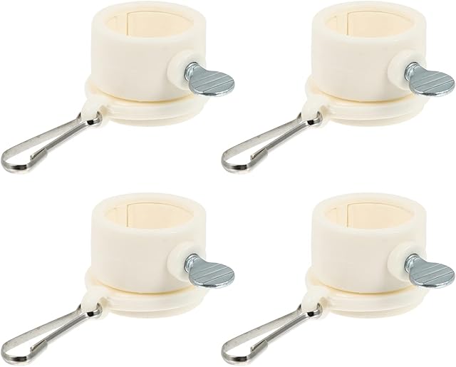 Holibanna 4Pcs 1 Inch Flag Fasteners Spinning Flag Pole Rings with Metal Flag Clip (White) Garden Home Decor Plant Flower
