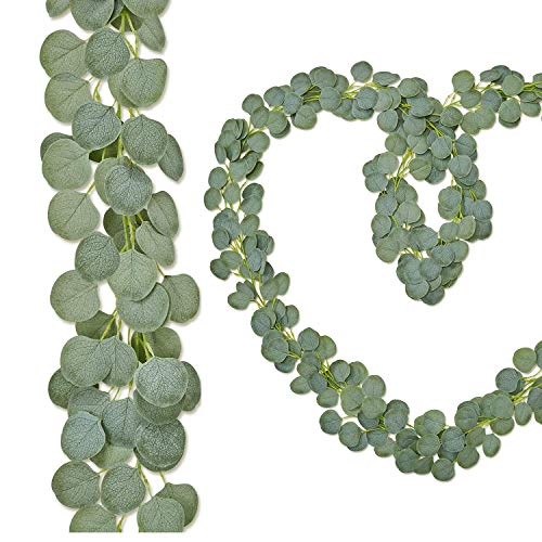 OasisCraft Artificial Vine Eucalyptus Garland 6.5Ft Faux Silk Handmade Eucalyptus Leaves Wreath Greenery Plants for Wedding Backdrop Arch Wall Firework Table Decor