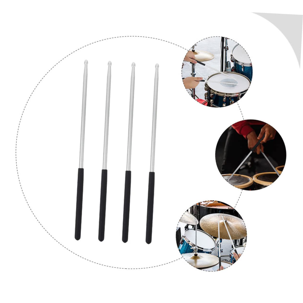 YARNOW 4pezzi Bacchette Per Batteria in Lega Alluminio Bacchette Per Batteria Senza Packaging Adatte Strumenti Percussione Acustici Ed Elettronici Impugnatura Antiscivolo e Design Forma d