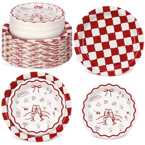 LemonRoad 48 Pcs Thats Amore Plates Bridal Shower Decoration Wedding Paper Plates Thats Amore Party Decorations Women Wedding Bachelorette Engagement Party Disposable Tableware Set Supplies