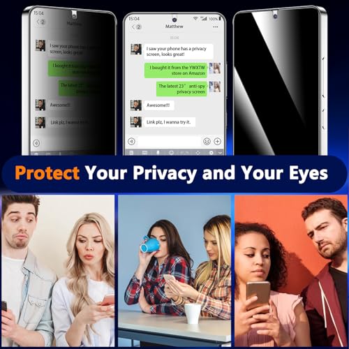 Image of YWXTW EZ Unlock for Samsung Galaxy S25 Ultra Privacy Screen Protector, [0.01S Ultrasonic Fingerprint Support] [Not Glass] 23 Anti Spy Private S25 Ultra Screen Protector Case Friendly, 2 Pack Black